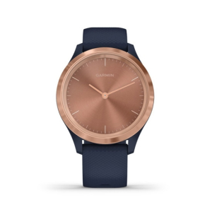 Garmin Vivomove 3S Rose Gold Stainless Steel Bezel Activity Tracking Watch Navy With Silicone Band