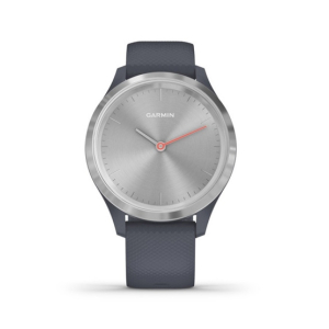 Garmin Vivomove 3S Silver Stainless Steel Bezel Activity Tracking Watch Garnet Blue With Silicone Band
