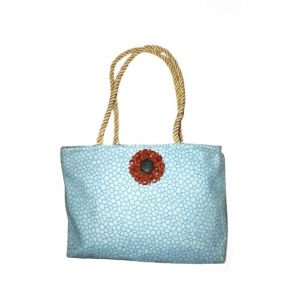 Want & Get Printed Zipper Tote Bag For Women SkyBlue