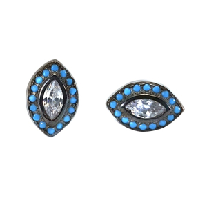 Zed Eye Hawk Eye Gemstone Earrings For Women (ISE087)