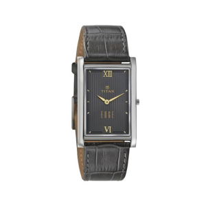 Titan Edge Analog Men's Leather Watch - Black (1598SL02)