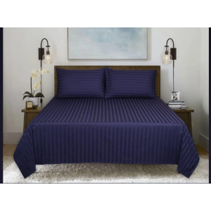 MBN Textile 3 Pcs luxury Cotton Sotton Plain Double Bedsheet - Blue