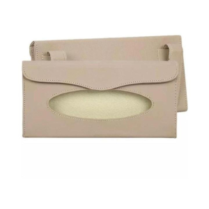 Muzamil Store Car Tissue Box Visor Type PU Leather - Beige