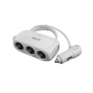 Muzamil Store 3 Way Universal Cigarette Lighter Socket For Car White