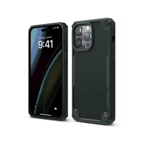 Elago Armor Carbon Fiber Texture Shockproof Case For iPhone 14 Pro Max Dark Green (AMT-6668)