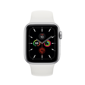 Apple Watch Series 5 44mm Silver Aluminum Case with White Sport Band - GPS (MWVD2LL/A)