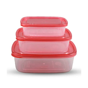 Appolio Crisper Food Container Pack Of 3-Red