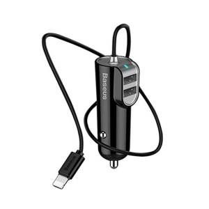 Baseus Dual USB Fast Car Charger For iPhone Black