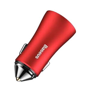 Baseus Golden Contractor Dual USB Port Fast Car Charge - Red