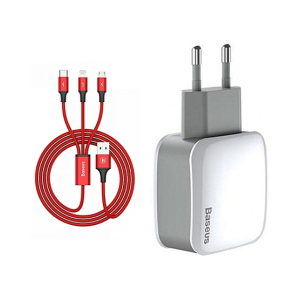 Baseus Letour Dual U 3-in-1 Wall Charger (TZCL-D92)