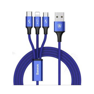 Baseus Rapid Series 3 in 1 Type-C + 8 Pin + Micro USB Cable Blue