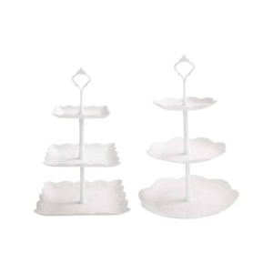 Easy Shop Round and Square 3 Tier Tray Stand