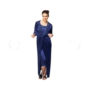 MBN Textile Ladies Silk Nighty Blue - 2 Pcs