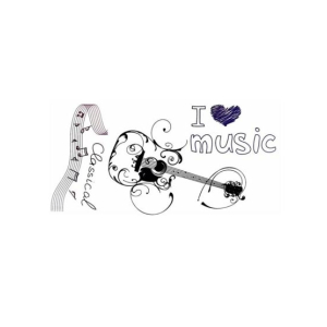 Ferozi Traders Guitar & Notes Temporary Tattoo Sticker