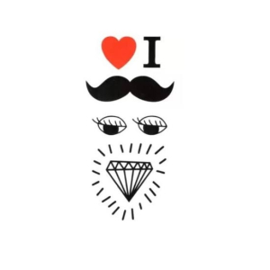 G-Mart I Love Mustache Temporary Tattoo Sticker