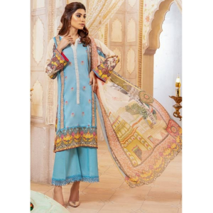 Jahanara Coral Mid Summer '22 Unstitched 3 Piece Suit Sky Blue (CJ9-05)