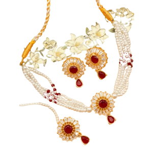 Azhari Traders Beautiful Elegant Crush Mala Set-Red