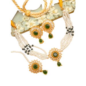 Azhari Traders Beautiful Elegant Crush Mala Set-Green