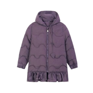 HnH Marketing Quilted Zipper Hoodie With Bottom Frill For&nbsp;Women&nbsp;Purple-6-8 Year