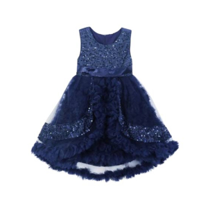 HnH Marketing Turkish Fancy Frill Fairy Frock For Kids-8-12 Months-Blue