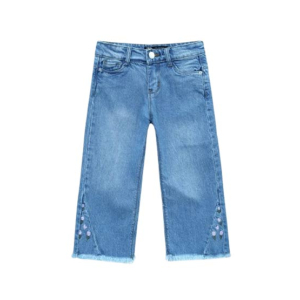 HnH Marketing Embroidered Stretch Flared Jeans For Women-Blue-8-10 Year