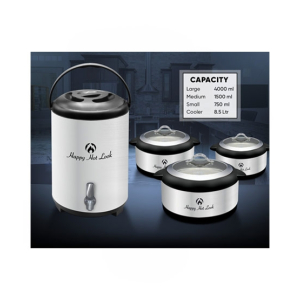 Easy Shop 3 Different Sizes Hotpot & 1 Cooler Set Of 4