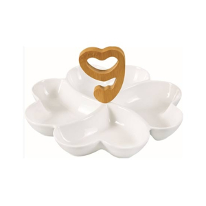 Easy Shop 4 Partition Serving Dish with Bamboo Handle (1188)