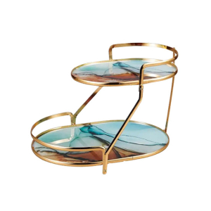 Easy Shop Golden Frame Two Step Story Server Stand-Blue