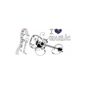 G-Mart Guitar & Notes Temporary Tattoo Sticker