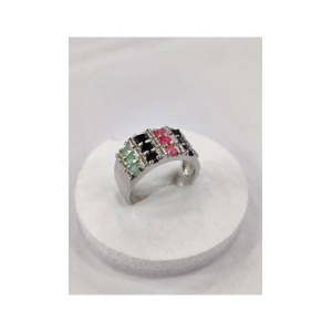 Gilgit Bazaar Multi Stone Silver Ring (12)