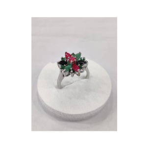 Gilgit Bazaar Multi Stone Silver Ring (16)