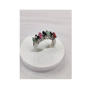 Gilgit Bazaar Multi Stone Silver Ring (18)