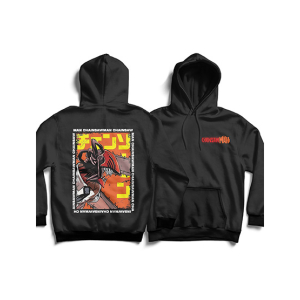 Genteez Chainsaw Digital Printed Pullover Hoodie For Men-Black-Small