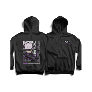 Genteez Gojo Satoru Digital Printed Pullover Hoodie For Men-Black-Small