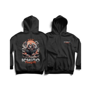 Genteez Ichigo Kurosaki Digital Printed Pullover Hoodie For Men-Black-Extra Large