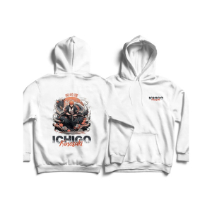 Genteez Ichigo Kurosaki Digital Printed Pullover Hoodie For Men-White-Extra Large