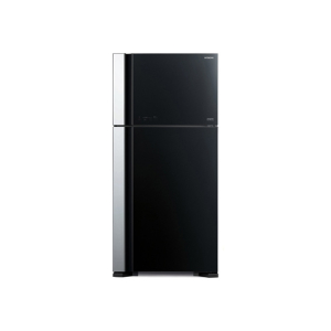 Hitachi Big 2 Glass Freezer-on-top Refrigerator Glass Black 19 Cu ft (R-VG690P7MS)