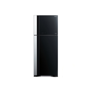 Hitachi Big 2 Stylish Freezer-on-top Refrigerator Glass Black 16 Cu ft (R-VG560P7MS)