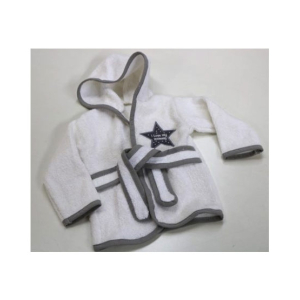 Home N Baby I love Mummy Baby Bathrobe White / Grey
