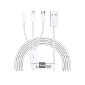 Baseus Superior Fast Charging Data Cable USB To M+L+C 3.5A 1.5M White