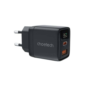 Choetech PD35W USB-C and USB-A GaN Charger With Display (PD6052) -Black