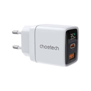 Choetech PD35W USB-C and USB-A GaN Charger With Display (PD6052) -White