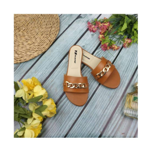 RG Shop Chain Style Casual Slipper For Women-Brown-38 - Euro