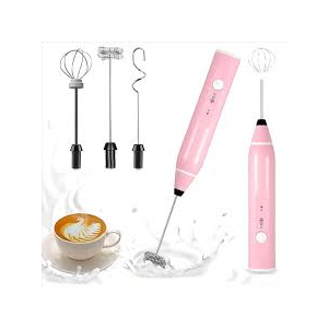 Muzamil Store Electric Handle Milk Frother Eggbeater Pink