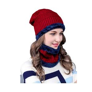 SS Mart Winter Cap and Neck For Unisex - Red