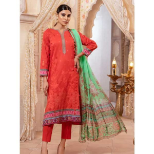 Jahanara Coral Mid Summer '22 Unstitched 3 Piece Suit Orange Red (CJ9-02)
