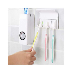 KarachiShopPk Toothpaste Dispenser & Brush Holder 