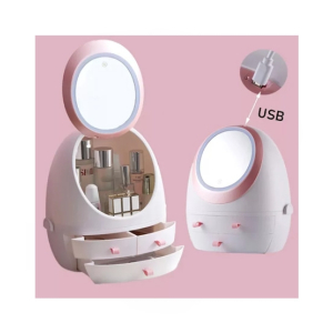 LED Light Mirror Makeup Cosmetic Organizer