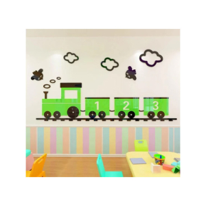 LookNBuy Cartoon Train Wall Art (0088)-Green