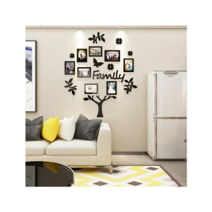 LookNBuy Frame Set Family Tree With Butterfly Acrylic Wall Art (0037)-Black